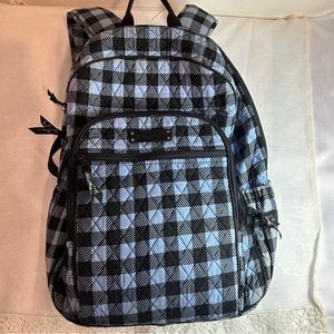 Vera Bradley plaid campus backpack.